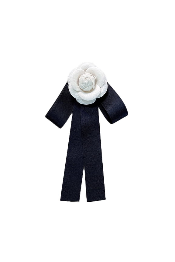 Camellia Flower Pre-tied Bow Neck Tie Brooch Lapel Pin for Women Wool Flowers Suit Collar Accessories Brooches Pins