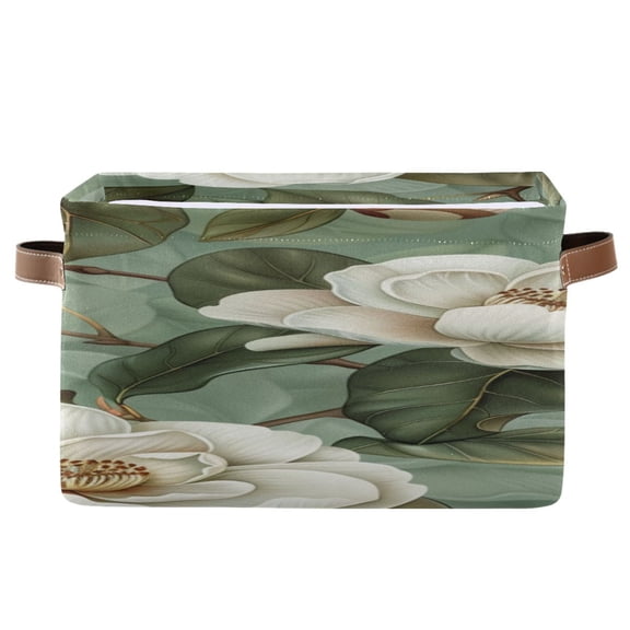 Camellia Leaves Square Storage Bins with Handles Collapsible Containing Box 1 Pack