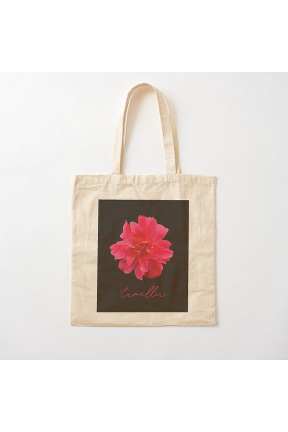 Camellia 'Mark Allan' Flower Canvas Tote Bags, Reusable Shopping Bag