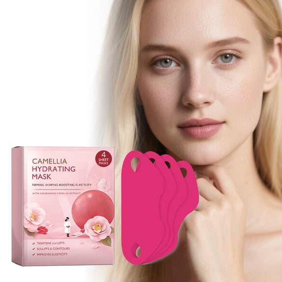 Camellia Oil Face Lifting Patches 4 Count, Adhesive Hydrogel Strips for Sagging Skin, V-Shape Firming Mask Sheets – 4 Pieces