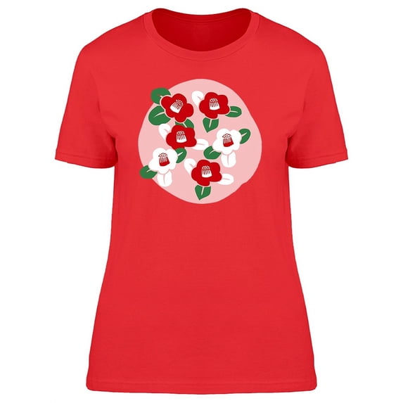 Camellia With Pink Circle T-Shirt Women -Image by Shutterstock, Female Large