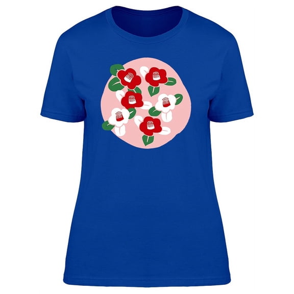 Camellia With Pink Circle T-Shirt Women -Image by Shutterstock, Female Large