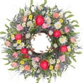 thumbnail image 1 of Camellia Wreaths for Front Door, 24''Summer Wreaths for Front Door Outside, Beautiful Mixed Flower Door Wreath for Front Door Window Wall Indoor Outdoor Wedding Farmhouse Decor Gift, 1 of 15