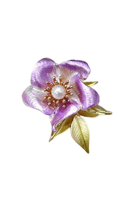 Camellias Flower Brooch Stylish Faux Pearls Floral Lapel Pin for Evening Gowns
