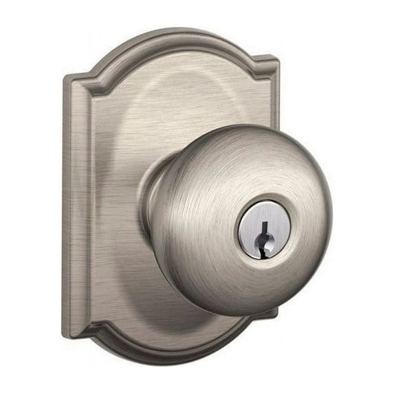 Camelot Collection Satin Nickel Plymouth Keyed Entry Knob
