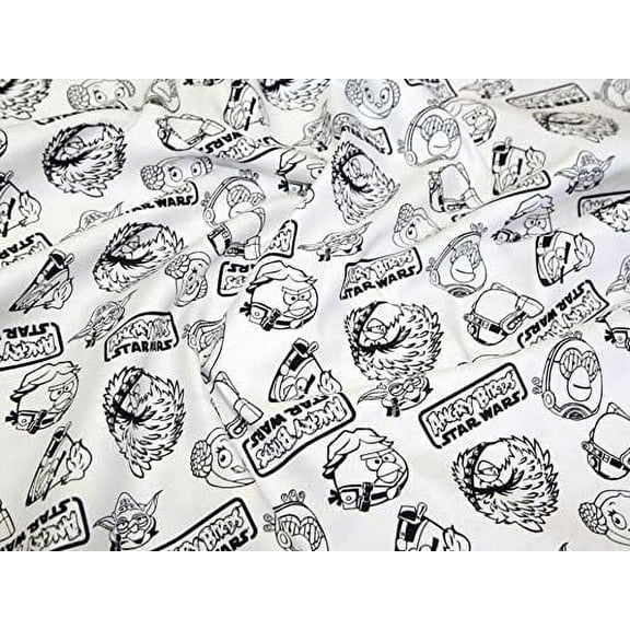 Camelot Fabrics Angry Birds Star Wars Outlines White Quilting 100% Cotton Fabric sold by the yard