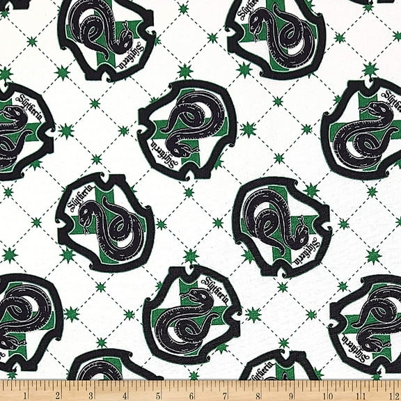 Camelot Fabrics Camelot Wizarding World Slytherin House Pride Fabric, 1, White, Fabric by the Yard
