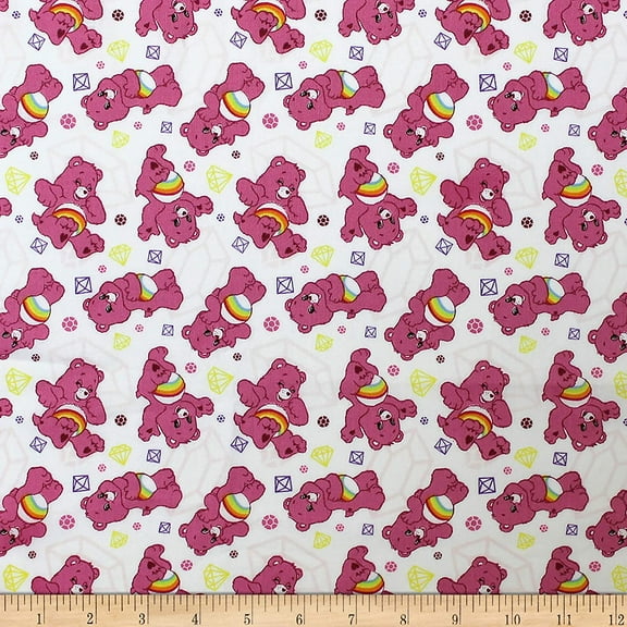 Camelot Fabrics Care Bears Sparkle & Shine Sparkles in Fabric, White, Fabric By The Yard