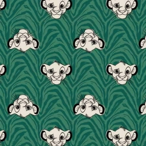Camelot Fabrics Disney Cute & Wild Simba Zebra Print Green 100% Cotton Fabric sold by the yard