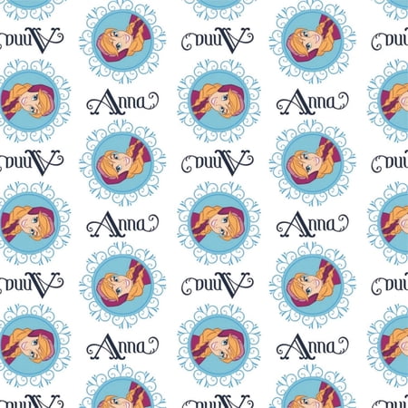 Camelot Fabrics Disney Fabric Frozen Alpine Wonder Anna Medallion in White 100% Cotton Fabric sold by the yard