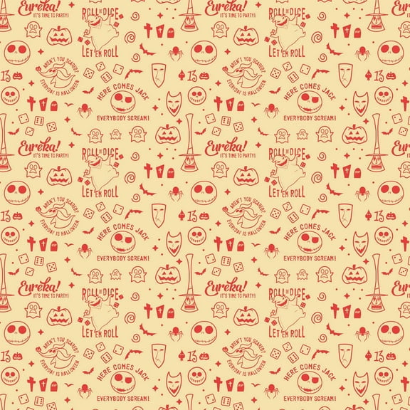 Camelot Fabrics Disney Nightmare Before Christmas Master of Fright Creepy Cute Celebration Cream 100% Cotton Fabric sold by the yard
