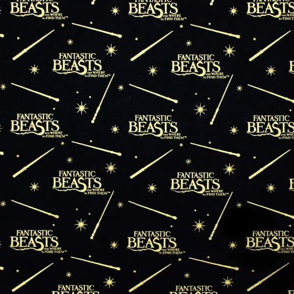 Camelot Fabrics Harry Potter Fantastic Beasts Logo Black 100% Cotton Fabric sold by the yard
