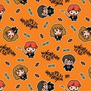 Camelot Fabrics Harry Potter Hogwarts Halloween Orange Hermione Ron 100% Cotton Fabric sold by the yard