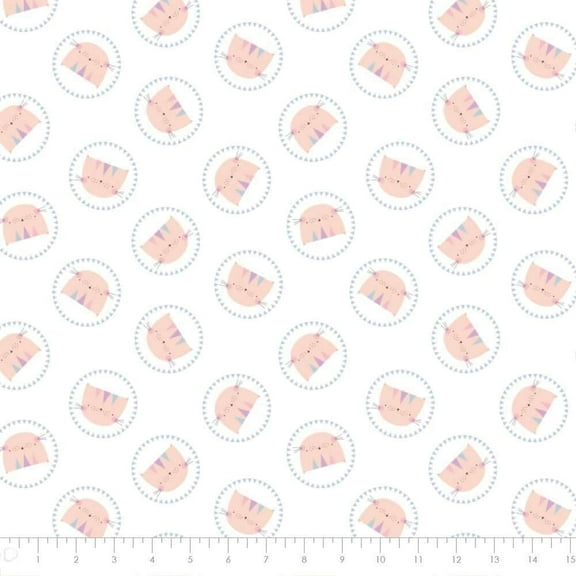 Camelot Fabrics Looking Pawsome Purrfect Kittens White 100% Cotton Fabric sold by the yard