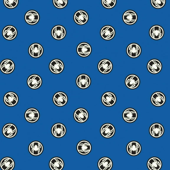 Camelot Fabrics Marvel Spiderman Token in Blue Glow in The Dark from Camelot 100% Cotton Fabric sold by the yard