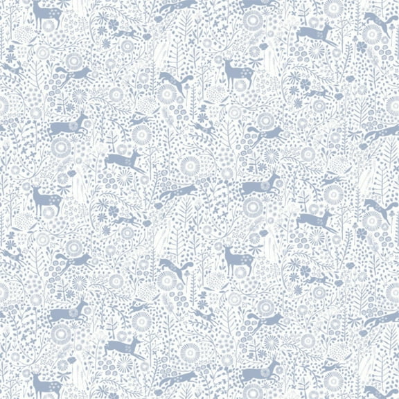 Camelot Fabrics Meadow Wildlife Periwinkle 100% Cotton Sold by The Yard