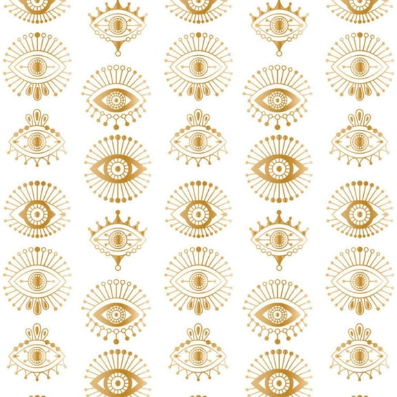 Camelot Fabrics Moroccan Nights Collection Mystic Eyes White 100% Cotton Fabric sold by the yard