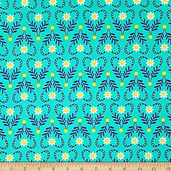 Camelot Fabrics Spring Birds Wild at Heart Turquoise 100% Cotton Fabric sold by the yard