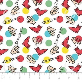 Camelot Fabrics Twister Icons on white 100% Cotton Fabric sold by the yard