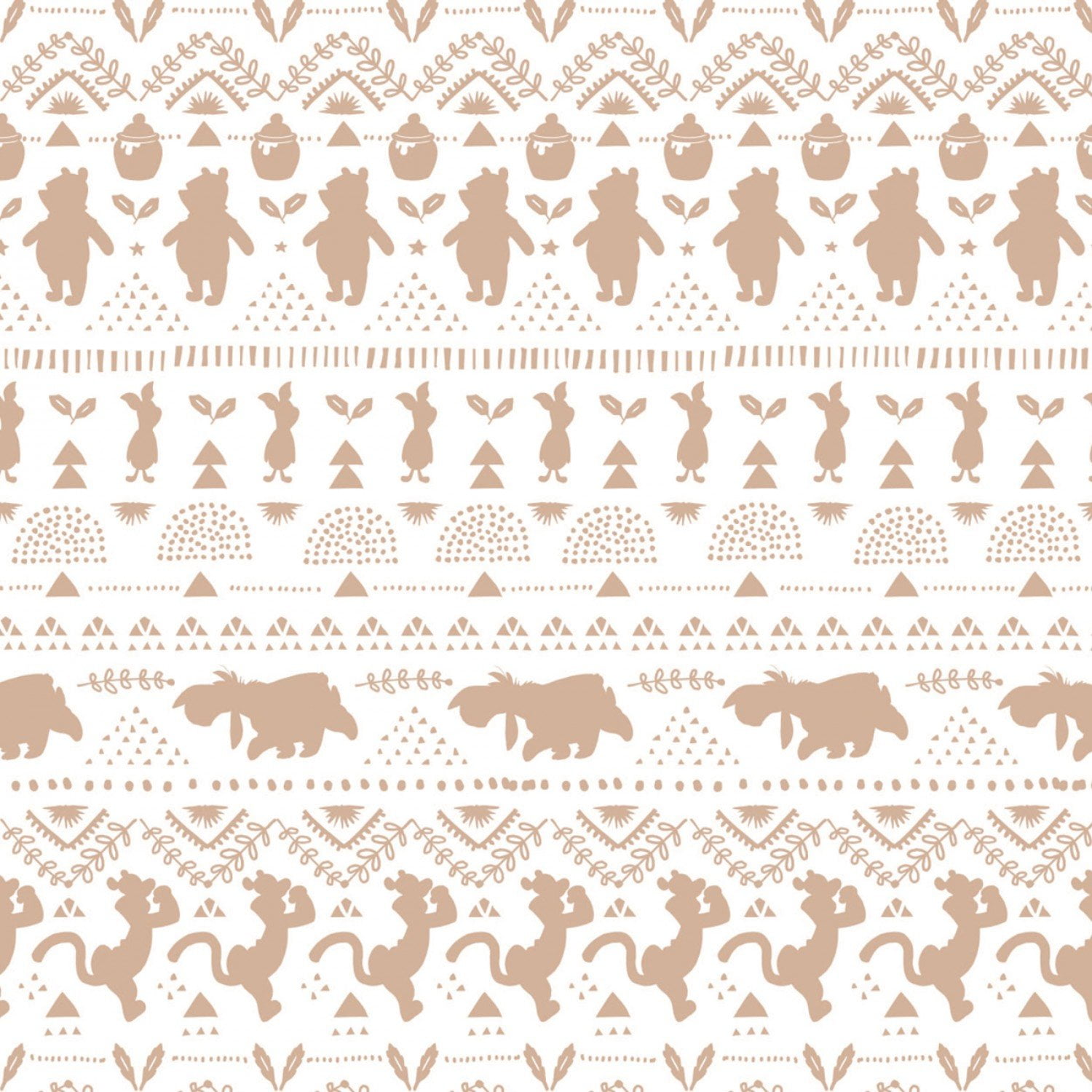 Camelot Fabrics Winnie the Pooh Silhouette Stripe White 100% Cotton ...