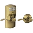 thumbnail image 1 of SCHLAGE FE575 CAM 609 ACC Camelot Keypad Entry with Auto-Lock and Accent Levers, Antique Brass, 1 of 5