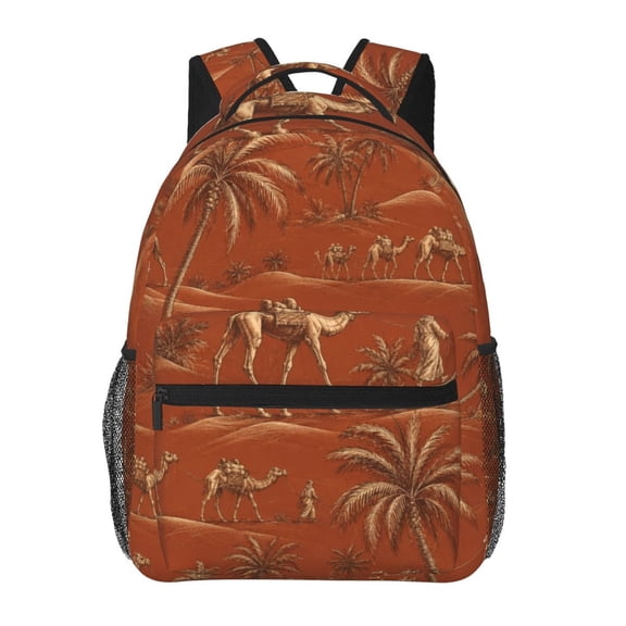 Camels And Desert Palms Backpack Casual College Bag Zipper Laptop Daypack Hiking Rucksack Travel