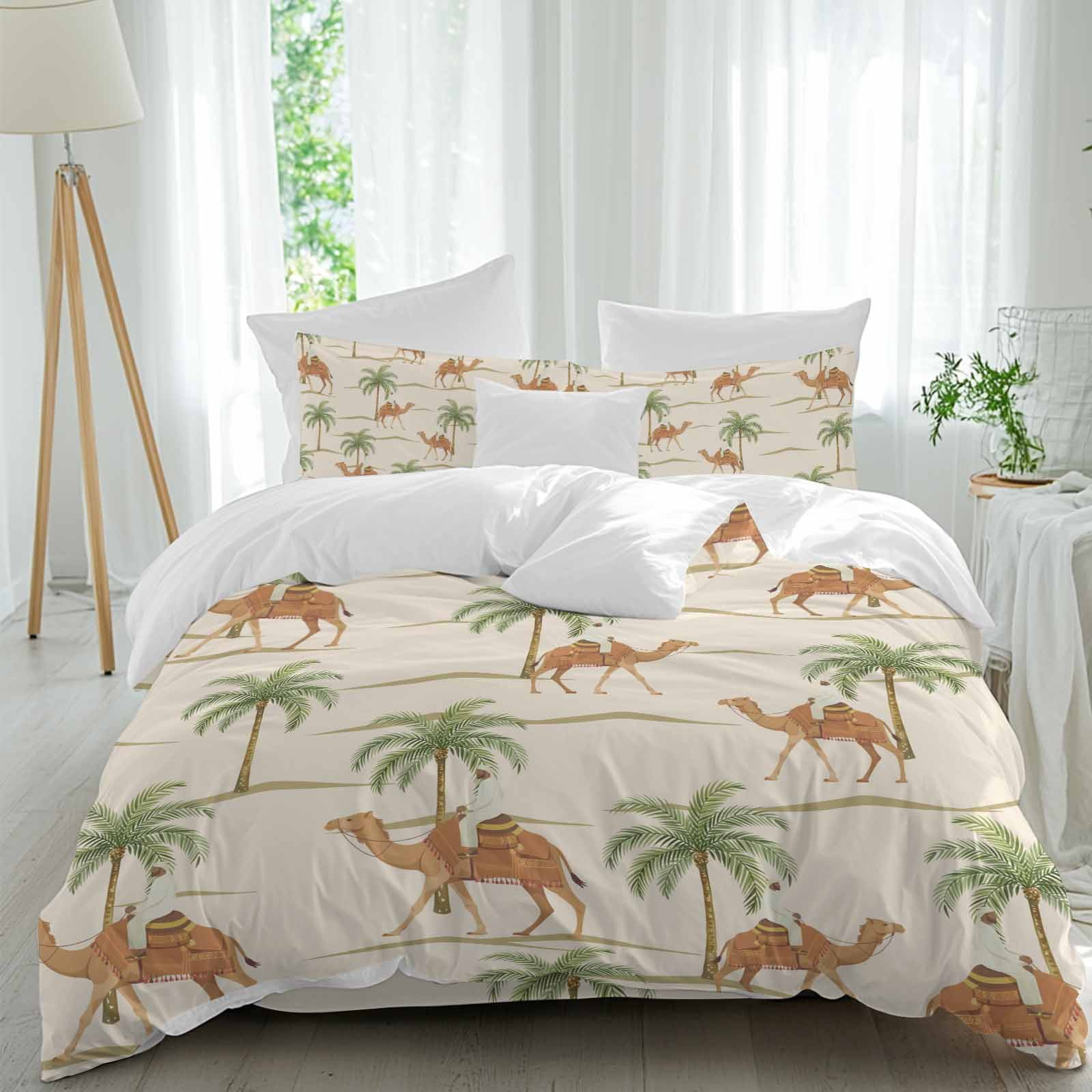 Camels Date Coconut Tree Desert King Size Bed Set,Abstract Animal ...