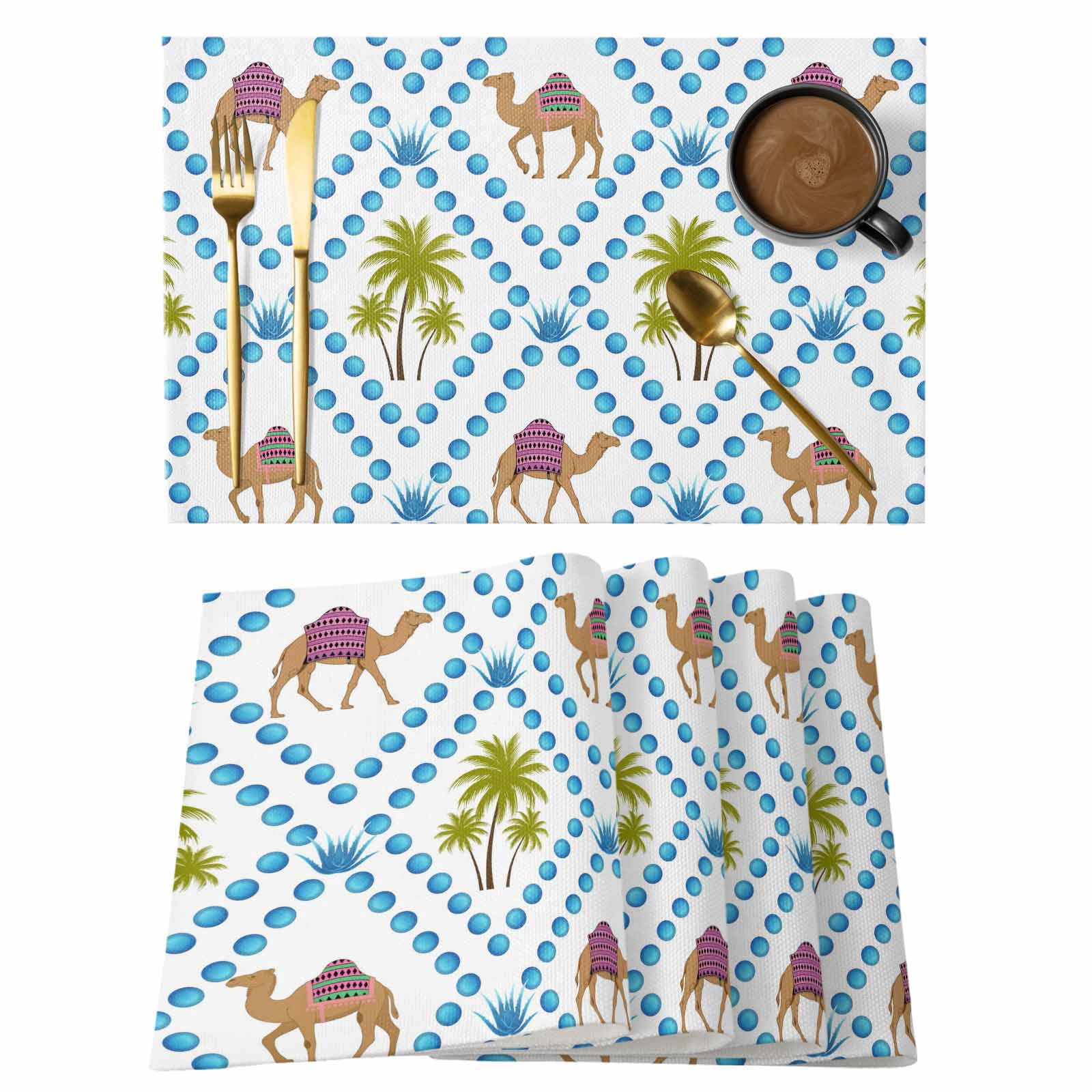 Camels Palm Trees Placemats Set of 6 Tropical Desert Animal Plants ...