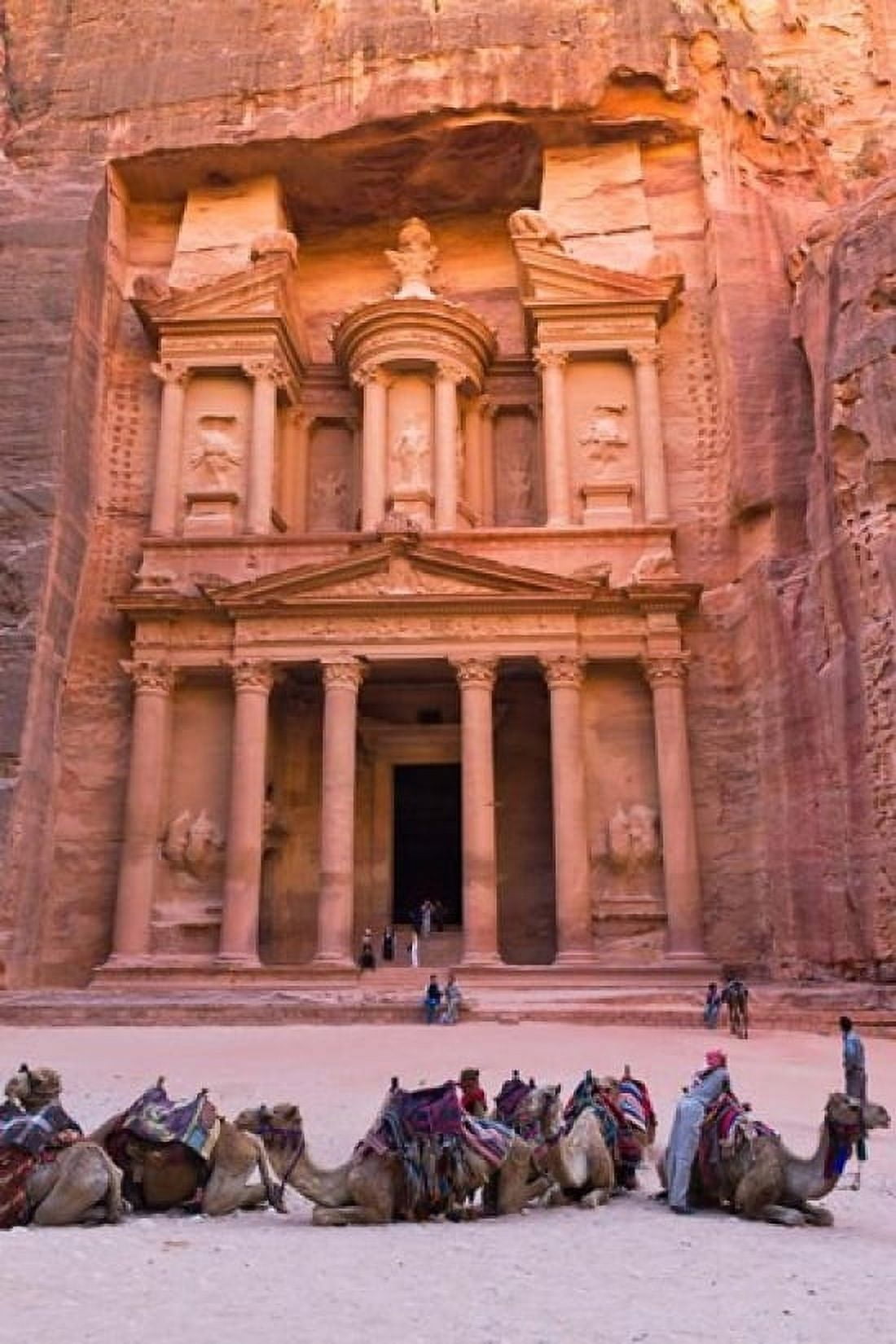 Camels at the Facade of Treasury (Al Khazneh) Petra Jordan Canvas Art - Keren Su DanitaDelimont (24 x 36)