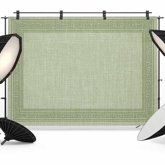 Cameo Green Retro Greek Key Backdrop for Photography,Fabric Photo Background Backdrop,Geometric Greece Ancient Rustic Photo Booth Background for Portrait Photoshoot Video Wedding Studio Banner 7x5ft
