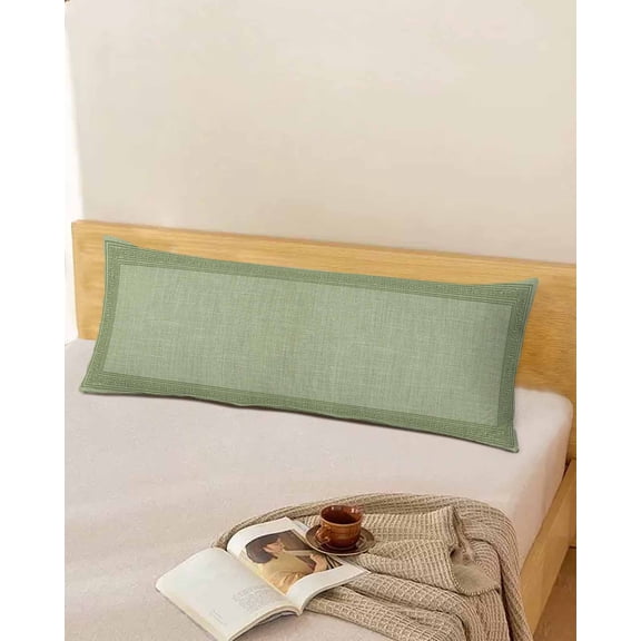 Cameo Green Retro Greek Key Body Pillow Cover, Pillowcase Protectors with Zipper, Breathable Decorative Throw Pillow Case Cover, Geometric Greece Ancient Rustic Pillow Shams for Couch Sofa 20x60Inch