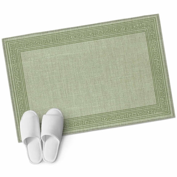 Cameo Green Retro Greek Key Large Area Rugs for Bedroom Living Room, Soft Non Slip Carpet Bedside Rug, Geometric Greece Ancient Rustic Rectangular Floor Cover Kitchen Accent Rug 2'x3' for Office