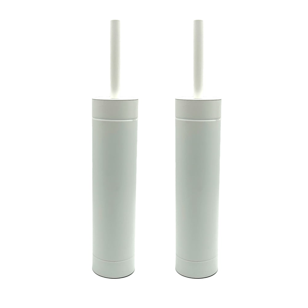 Slim White Stainless Steel Toilet Brush and Holder Set
