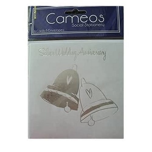 Cameos Silver (25th) Wedding Anniversary Invitations (Pack of 6)