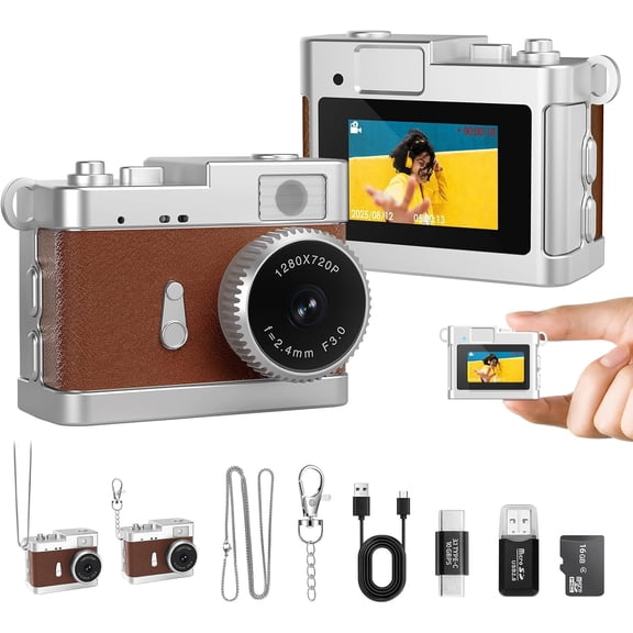 Camera, 16GB Mini Digital Camera with Built-in Flash & Retro Filters, Pocket for Travel, Vlogging, Birthday Valentine Gifts