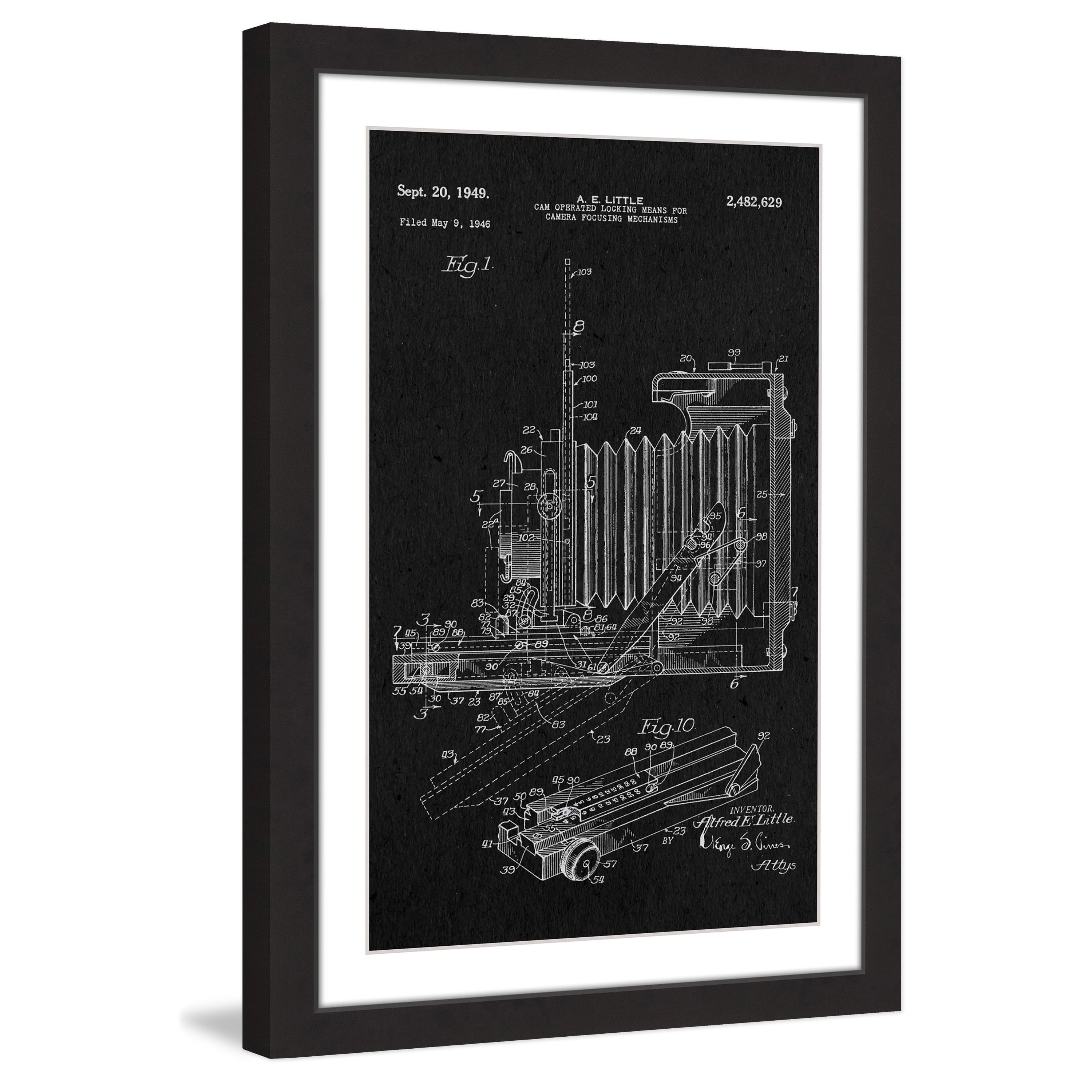 "Camera 1949 Black Paper" Framed Painting Art Print, 30" x 1.5"
