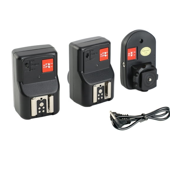 Camera 4 Channels Wireless Remote Flash Trigger 433Mhz Universal 1 Transmitter And 2 Receivers Black