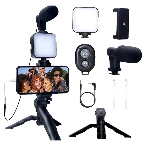 Camera Accessories – Purpose Desk Light with Tripod LED Ring Light and Mic Bundle for DSLR Streaming and Meetings Enhance Visibility and Audio