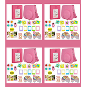 4 pack NeeGo Camera Accessory for Fujifilm Instax Mini Includes Camera Bag Photo Album Photo Sticker Paper Frame Mini-frame Filter Pink 9 Set