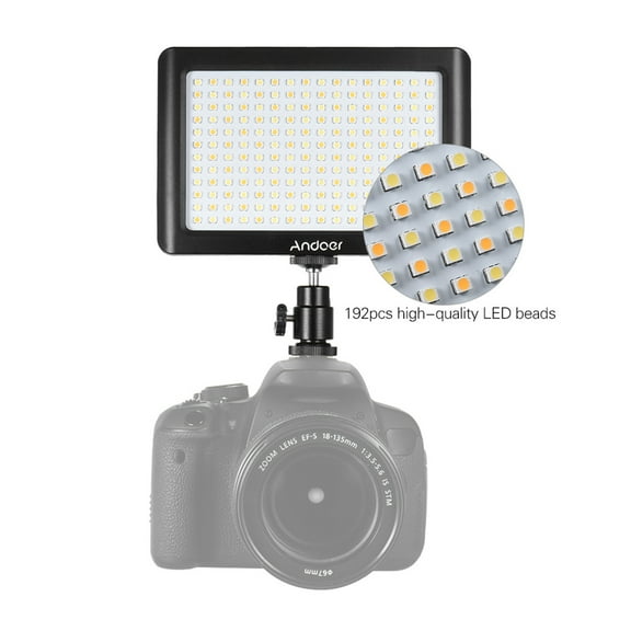 Camera Andoer Mini Portable Dimmable Studio Video Photography LED Light Panel Lamp 3200K/6000K 192pcs Beads For   DSLR Camera DV Camcorder