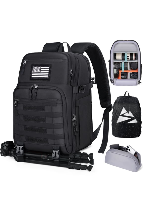 Camera Backpack Bag for DSLR/SLR Mirrorless Camera Waterproof 15.6 inch Camera Bags for Photographers with Rain Cover, Tripod Holder, Small Bag Photography Backpack Case