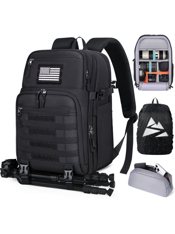 Camera Backpack Bag for DSLR/SLR Mirrorless Camera Waterproof 15.6 inch Camera Bags for Photographers with Rain Cover, Tripod Holder, Small Bag Photography Backpack Case