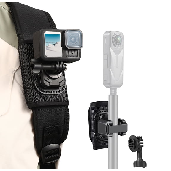 Camera Backpack Belt Mount for Insta360 X5/X4/X3/Go Ultra Compatible with GoPro Hero 13/12/11/10, Selfie Stick Holster Mount for DJI Osmo 360/Action 6/5 Pro/4/3