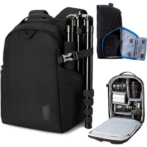 Camera Bag Backpack, DSLR SLR Camera Case Fits 13.3 Inch Laptop, Waterproof Photography Backpacks with Rain Cover Tripod Holder for Women Men, Black