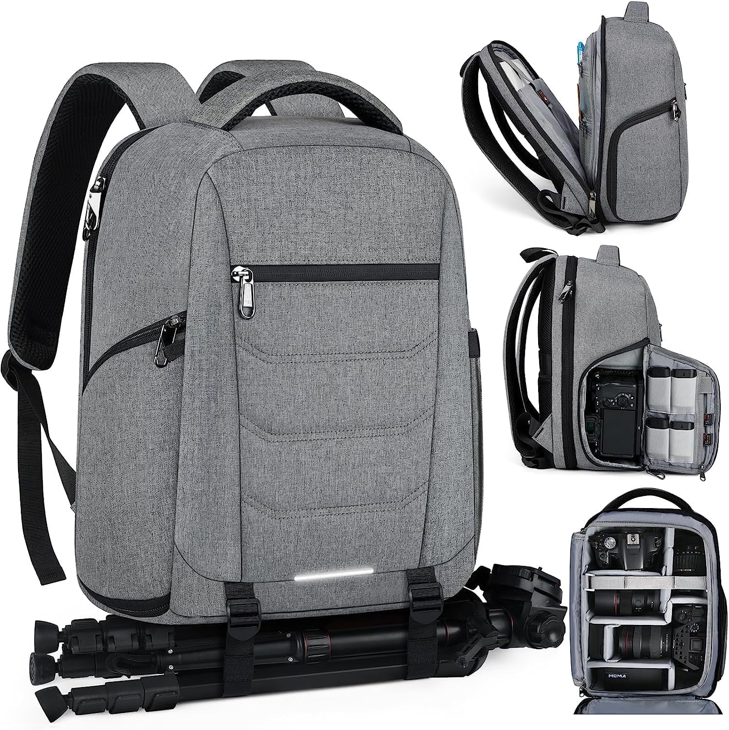 Camera Bag Backpack Professional for DSLR SLR Mirrorless Camera Waterproof Laptop Back Pack 14 Inch with Rain Cover Anti Theft Travel Case Large Capacity Photography Backpack Black