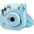 thumbnail image 1 of Camera Bag, Leather Bag, Fits for Fujifilm, Instax Mini 11 Instant Film Camera Case PU Leather Protective Soft Carry Bag Cover with Removable Adjustable Strar, Blue, 1 of 7