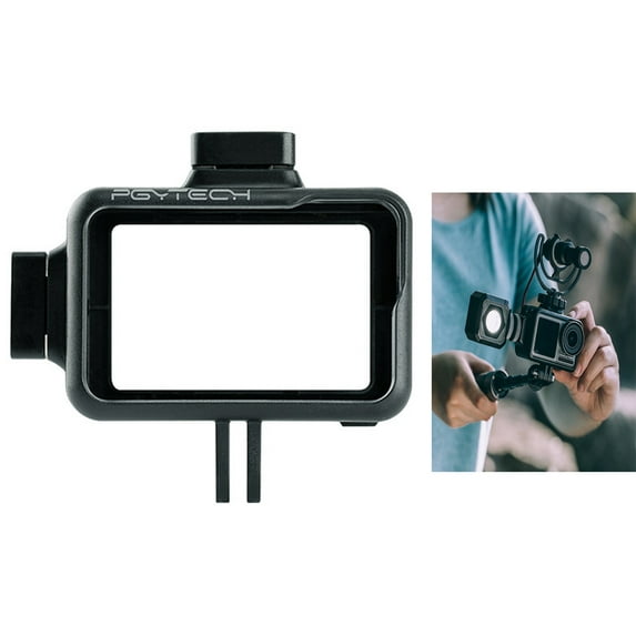 Camera Cage,Camera Protective Housing with Dual Cold Shoe for DJI Osmo Action,Sports Camera Frame Cover Shell Housing for Vlogging Photography Accessories