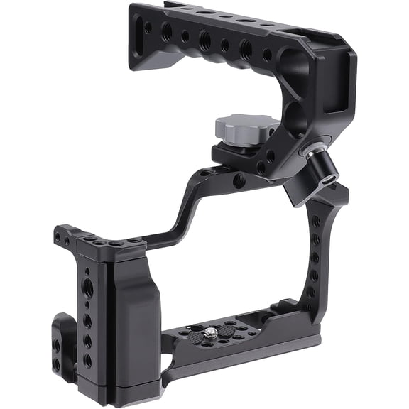 Camera Cage +Top/Side Handle Grip Kit, Aluminium Alloy Video Filmmaking Stabilizer Rig with Cold Shoe and 1/4" 3/8" Screw Mouting for Canon EOS M50 Mark II/M50/M5 Mirrorless Camera