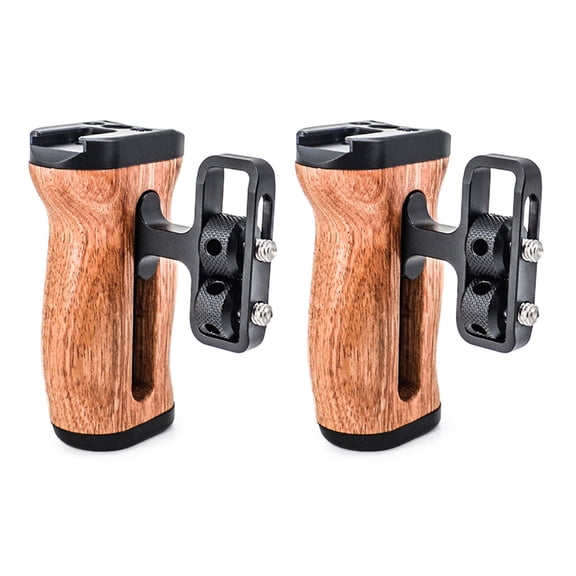 Camera Cage Wood Handle with Cold Shoe Slot for Flash and Microphone Mounting