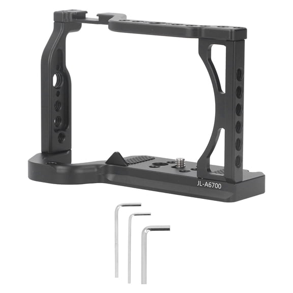 Camera Cage for A6700 Vertical Shooting Handle with Cold Shoe Mount 1/4in 3/8in Threads for Arri Locating Hole for Arca Port